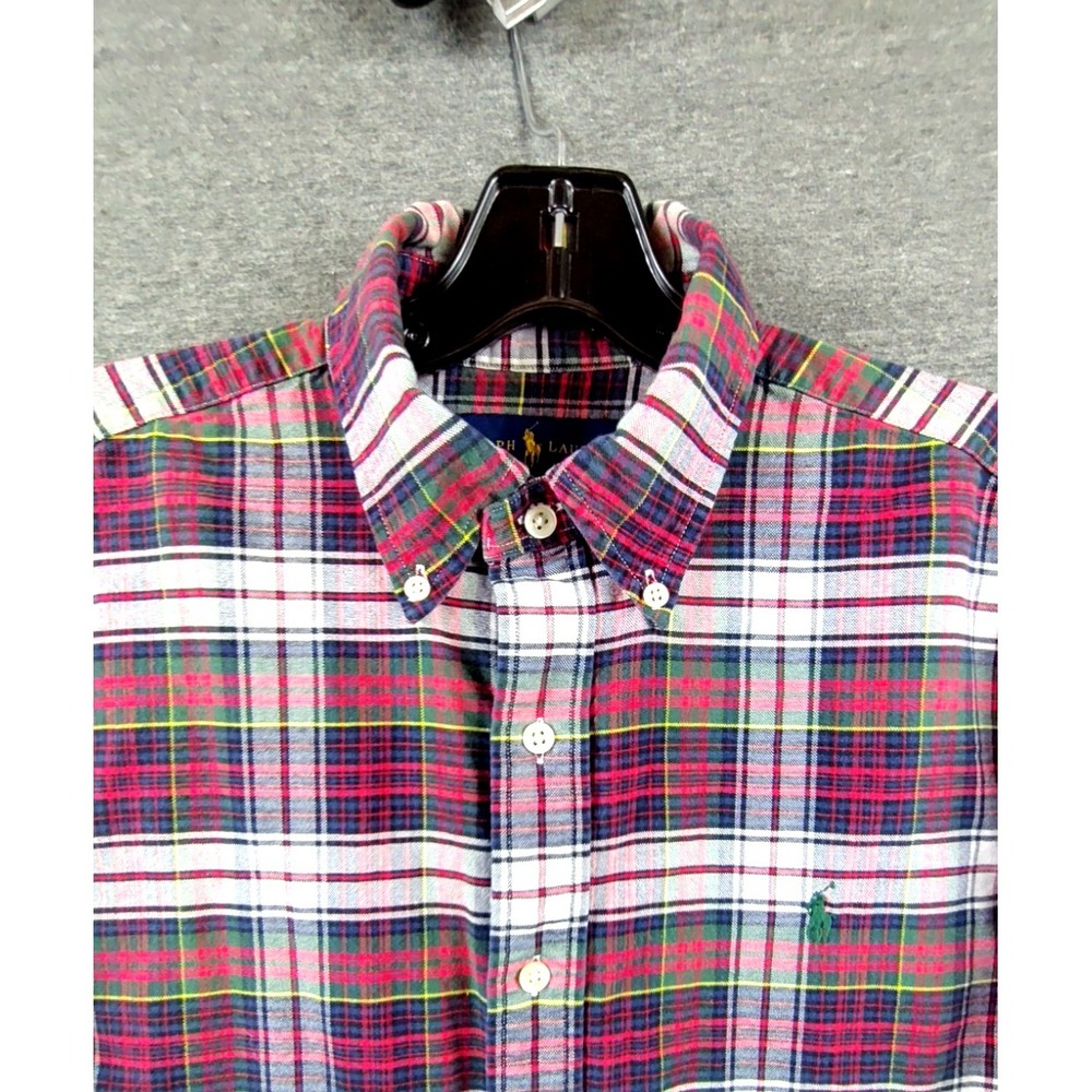 Ralph Lauren Mens Shirt M Red Tartan Plaid Button Down Casual Preppy Small Pony